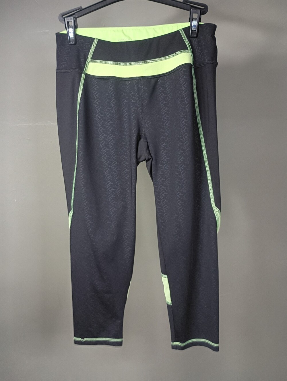 Kenneth Cole Black Leggings with Neon Lime Contrast